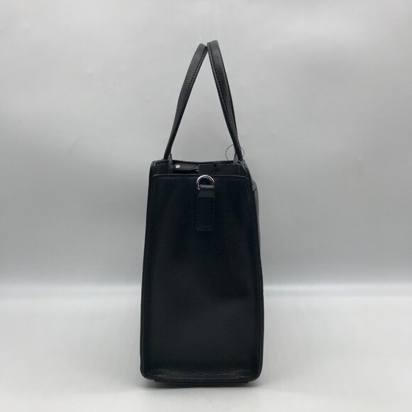 Karl Lagerfield Black Leather Paris Maybelle Convertible Satchel Bag - Picture 3 of 11